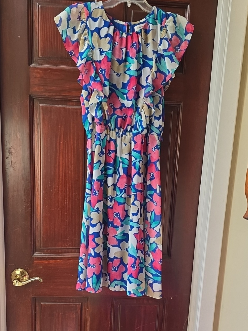 Brand New Calvin Klein Floral Dress in Pink, Blue & Cream In Size 4.  WEUC
